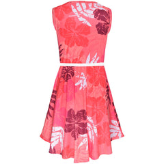 Kids Girls Skater Dress Sleeveless Camo Leaf Print Party Fashion Summer Dresses