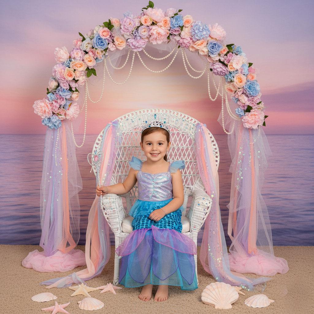 A2Z 4 Kids Girls Mermaid Halloween Costume Dress with Crown Kid Sparkly Sequin
