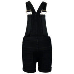 Kids Girls Denim Stretch Dungaree Shorts Jumpsuit Playsuit All In One 7-13 Years