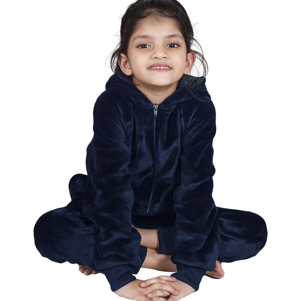 A2Z 4 Kids Girls Boys Plain Fleece Hooded Onesie Soft Comfortable for Children