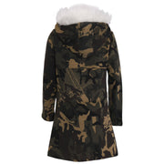 A2Z 4 Kids Camouflage Green Parka Jacket Faux Fur Hooded Coat Drawstring Waist Fashion Girls Age 5-13 Years