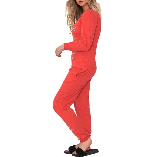 A2Z Ladies 2 Piece Christmas Pyjama Set Loungewear Soft Cotton PJS Long Sleeve Ya Filthy Animal Printed Red Color Top Bottom Xmas Gift for Ladies Matching PJS Lounge Suit S/M/L/XL/2XL