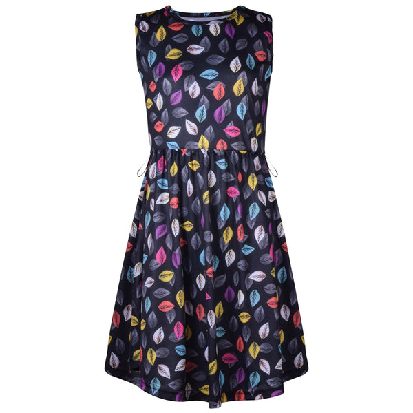 Kids Girls Leaves Skater Dress Sleeveless Flared Comfortable Party Wear Dresses