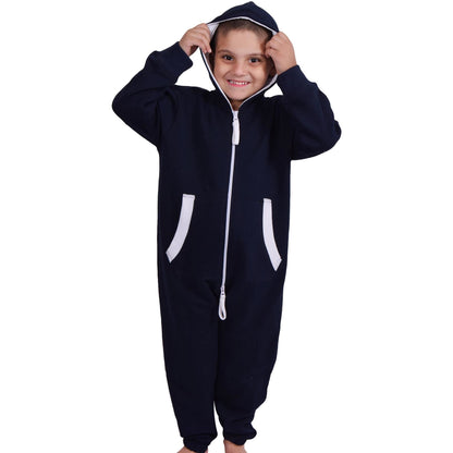 A2Z Onesie One Piece Kids Navy Pyjamas Sleepsuit Costume Girls & Boys 5-13 Years