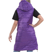 A2Z Ladies Adults Sleeveless Gilet Oversized Hooded Purple Quilted Gilet Padded Long Line Vest Jacket Sleeveless Coat Urban Winter Wear