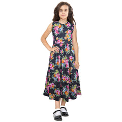 Kids Girls Maxi Dress Sleeveless Printed Party Fashion Summer Long Skater Dress
