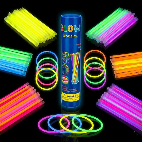 A2Z Glow Sticks 100 Pack Multi-Colour 8" Light Sticks with Connectors Party Glow