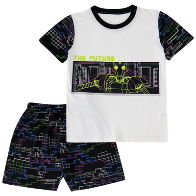 A2Z 4 Kids Robot Pyjamas Childrens PJs 2 Piece Shorts Set Lounge Suit for Kids Matching Top & Bottom Pyjamas Comfy Loungewear Shorts T-Shirt Gifts for Children Boys Age 2-13 Years - A2Z 4 Kids