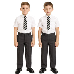 Kids Boys Pants Plain School Uniform Pull Up Regular Fit Elasticated Trouser