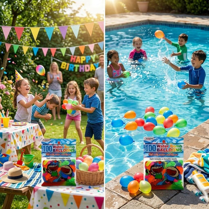 A2Z 100 Water Bomb Balloons Multipack Colourful Latex Water Balloons for Outdoor