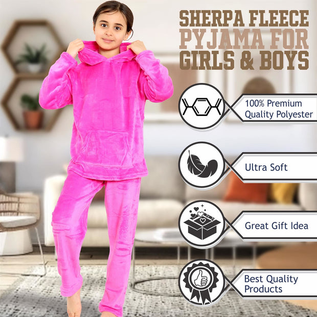 A2Z 4 Kids Childrens Warm Fleece twosie Hooded Pyjamas For Girls & Boys Sleepover 2 Piece Gift Set Age 5-6, 7-8, 9-10, 11-12 & 13 years