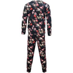 Girls Jogging Suit Floral Print Zip Up Velour Set Top Bottom Outfit Clothing Set