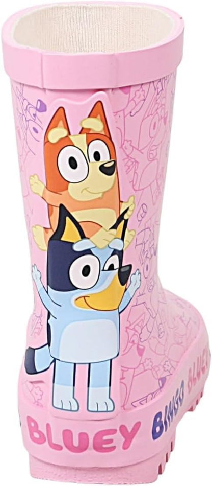 Bluey Girls Wellington Boots Toddler Kids Pink Waterproof Rain Footwear Wellies