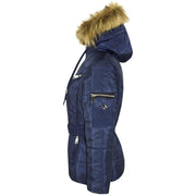 A2Z 4 Kids Kids Girls Jackets Navy Puffer Hooded Stylish Detachable Faux Fur Padded Zipped Belted Slim Fit Warm Coats New Age 5 6 7 8 9 10 11 12 13 Years