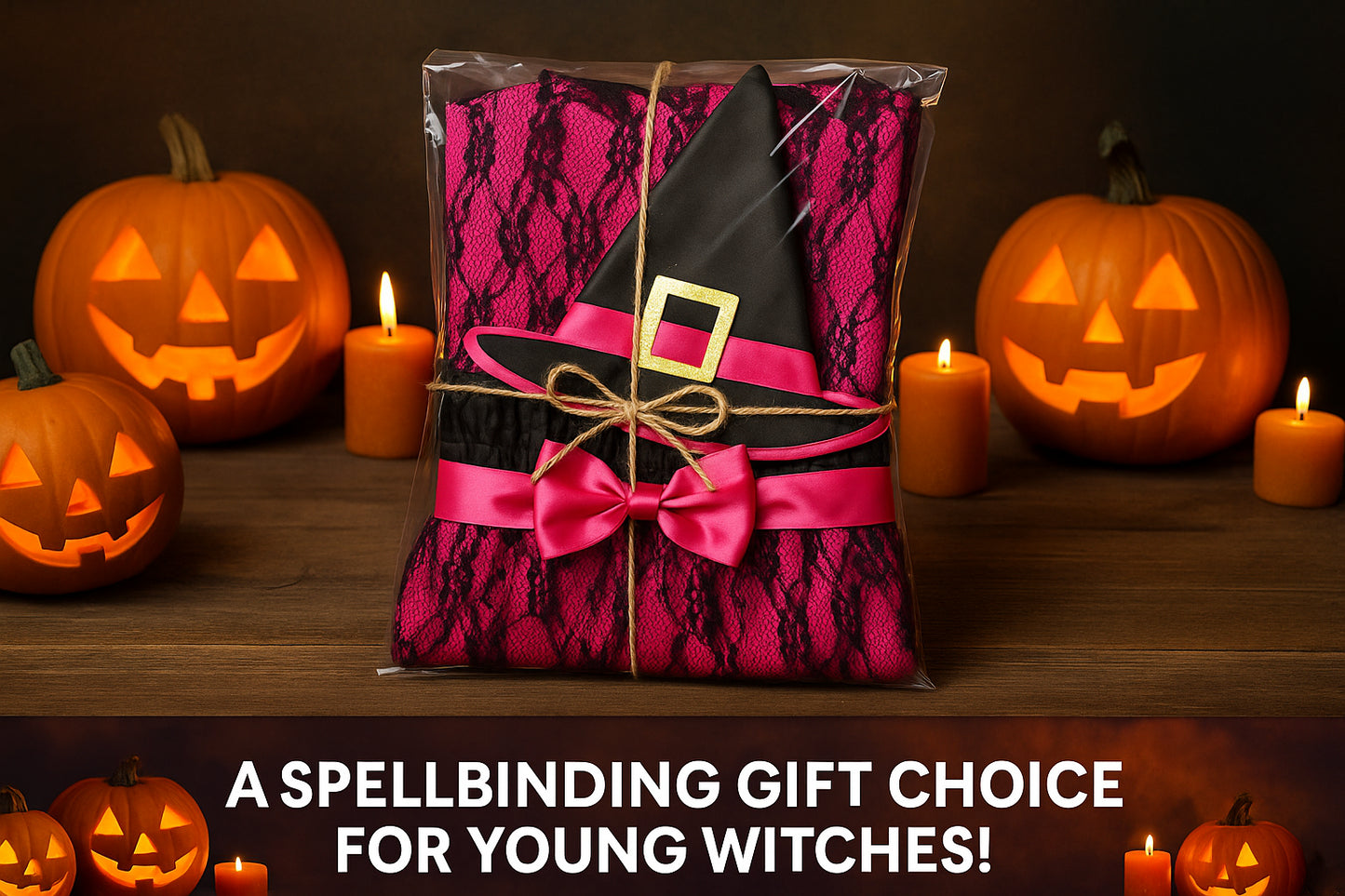A2Z 4 Kids Girls Halloween Witch Costume Dress with Hat Lace Fancy School Outfit