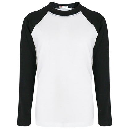 Kids Boys Girls T Shirts Plain Baseball Long Raglan Sleeves Sports Tees 2-13 Yrs