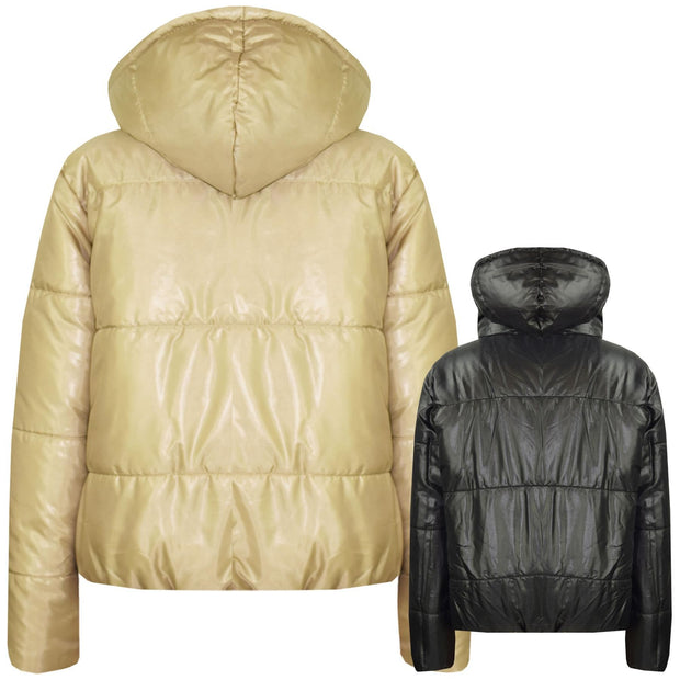 Girls Jackets Kids Reversible Cropped Hooded Padded Puffer Jacket Coat 5-13 Year
