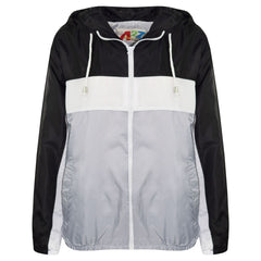 Kids Boys Girls Windbreaker Contrast Block Hooded Jackets Rain Mac Raincoat 5-13
