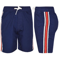 Kids Boys Girls Chino Shorts Contrast Stripes Knee Length Half Pant Age 5-13 Yr