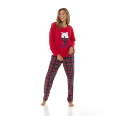 Ladies Fleece Pyjama Set Cosy Dog & Bear Warm Winter Loungewear Sizes 8-22