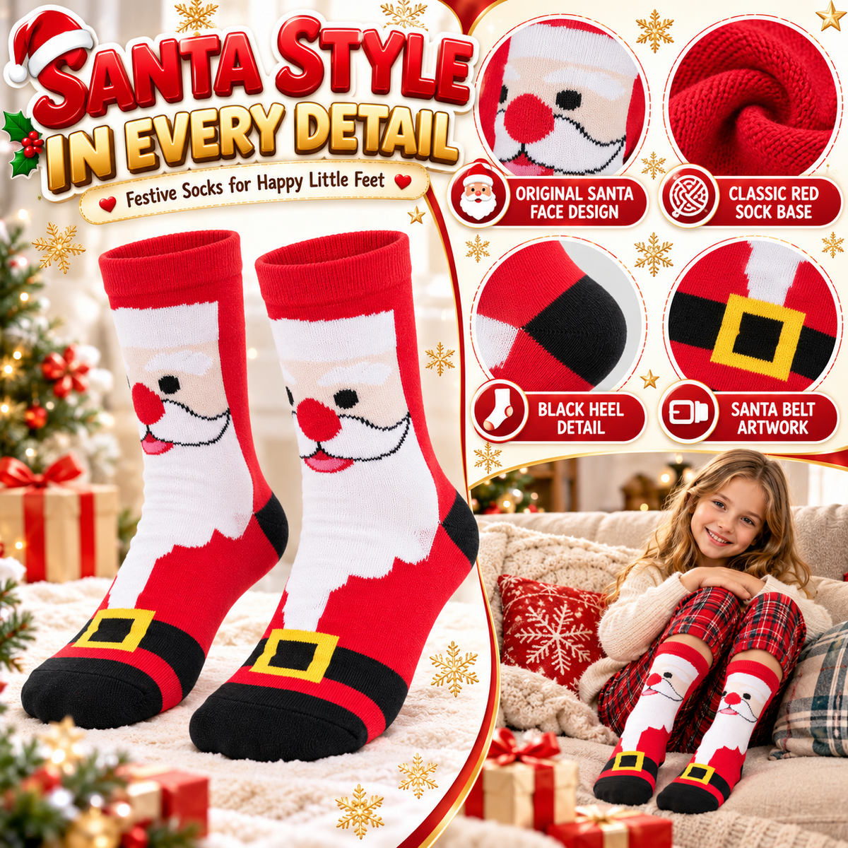 Kids Boys Girls Cotton Rich Christmas Socks Xmas Festive Soft Winter Socks