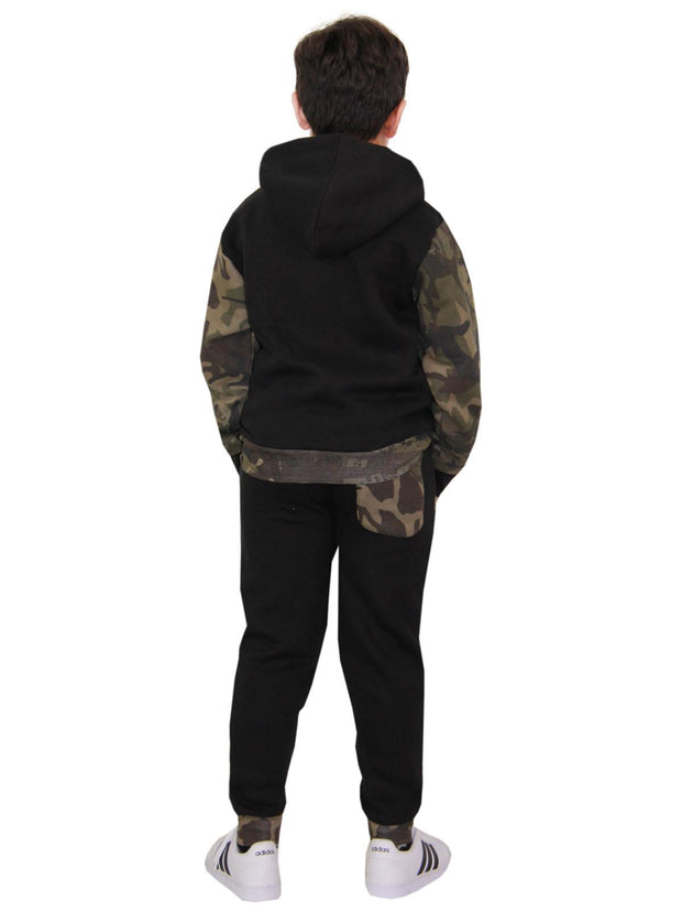 A2Z 4 Kids Unisex Tracksuit Plain And Camo Green Print Contrast Fleece Hoodie With Joggers Jogging Suit Sweatpants Activewear Set Childrens Girls Boys Age 2-3, 3-4, 5-6, 7-8, 9-10, 11-12, 13 Years