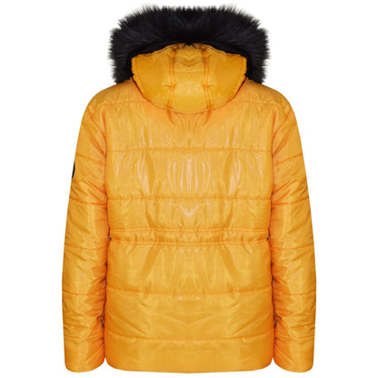 Kids Girls Jackets Puffer Hooded Detachable Faux Fur Wet Look Padded Long Coats