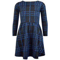Kids Girls Skater Dress Long Sleeve Tartan Flared Party Summer Dresses 5-13