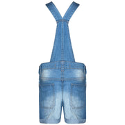 Kids Girls Denim Stretch Dungaree Shorts Jumpsuit Playsuit All In One 7-13 Years