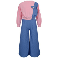 Kids Girls Crop Top Set Casual Long Sleeve Crop Top Flared Trouser Age 3-14