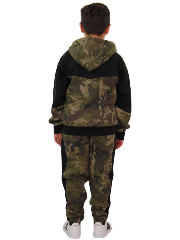 A2Z 4 Kids Boys Girls Cotton Tracksuit Camouflage Green Fleece Hoodie Top Joggers Bottom Suit Set Age 5-13 years