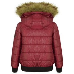 Boys Girls Jackets Kids Maya Faux Fur Hooded Padded Puffer Bubble Coats 5-13 Yrs