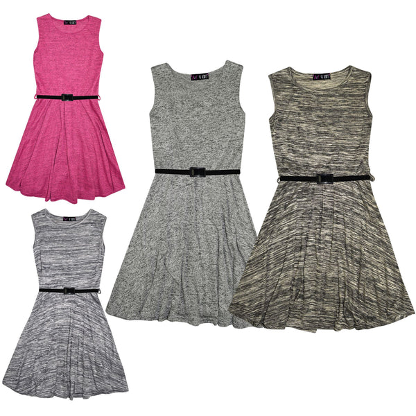 Kid Girls Skater Dress Knitted Trendy Fashion Top Party Dresses New Age 7-13 Yr