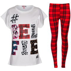 Girls Tops Kids Selfie Print Trendy T Shirt Top & Fashion Legging Set 7-13 Years