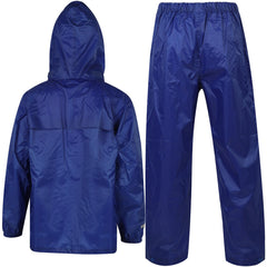 Kids Boys Girls Waterproof Hooded Rain Suit Jacket & Pants Set with Bag 3-14 Yrs