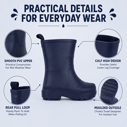 Kids Girls Wellington Wellies Non-Slip Waterproof Lightweight Rain Boots