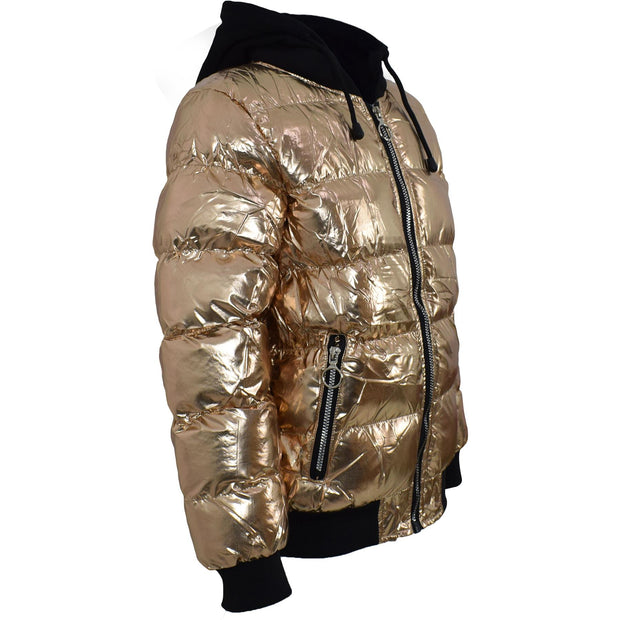 Kids Girls Boys Fashion Shiny Padded Jacket Metallic Wet Look Bubble Coat