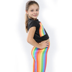Kids Girls Crop Top & Legging Set Rainbow Fashion Two Piece Outfit Clothing Set