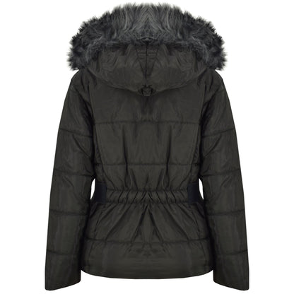 Kids Girls Puffer Jackets Faux Fur Hooded Zipped Belted Coats Age 5-13 Years