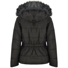 Kids Girls Puffer Jackets Faux Fur Hooded Zipped Belted Coats Age 5-13 Years