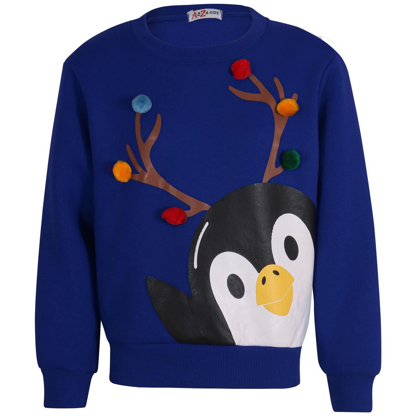 Kids Girls Boys Christmas Penguin Face Sweatshirt Long Sleeve Trendy Jumper 2-13