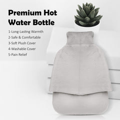 A2Z Hot Water Bottle 2 Lit Soft Plush Cover Feet Warmer Relaxation Heat Therapy