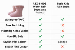 Kids Girls Ladies Warm Rain Boots with Faux Fur Lining Waterproof PVC Mummy Boot