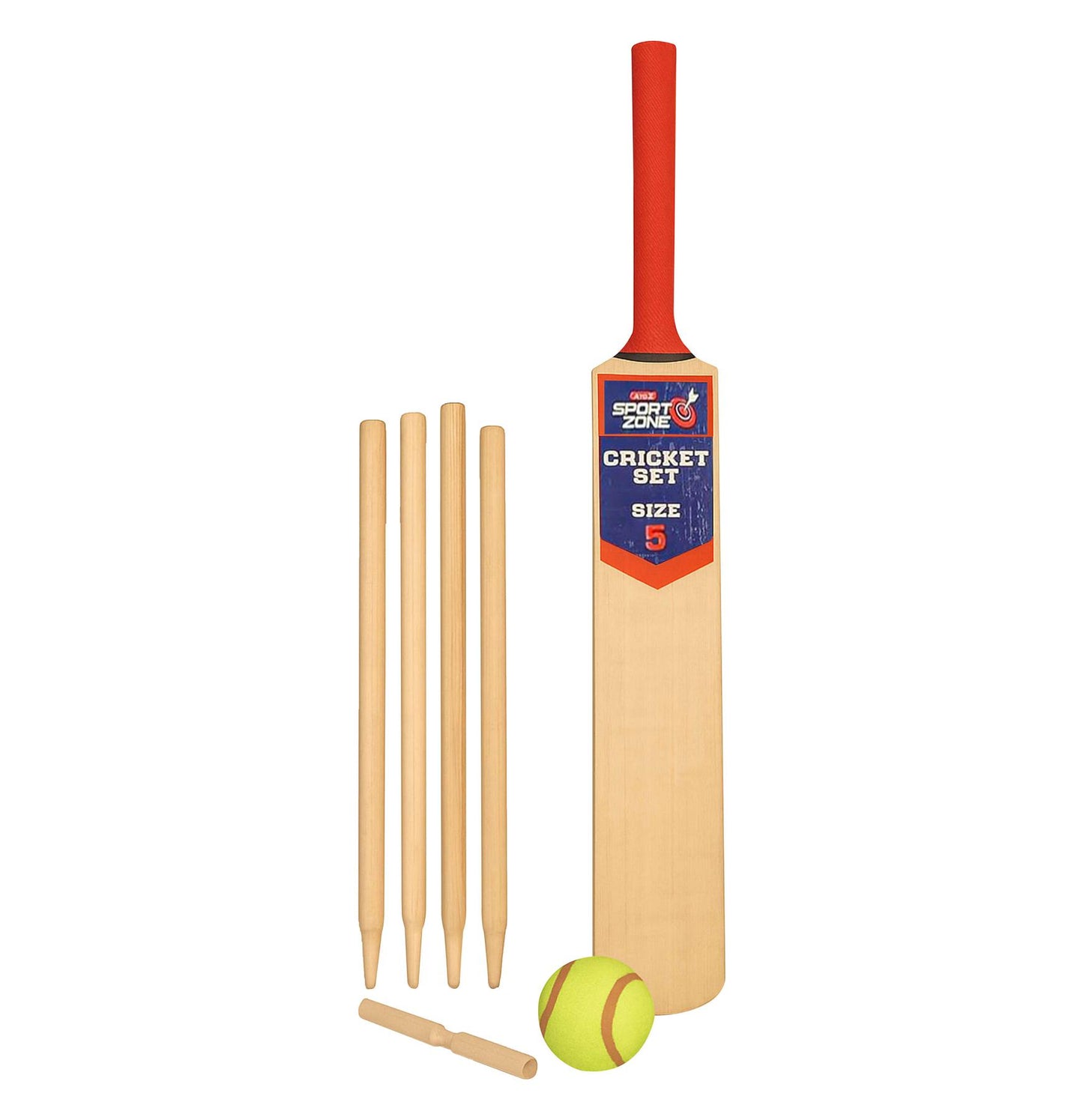 Cricket Set Wooden Bat/Stumps/Bails And Soft Ball Size 5 Game Set With Carry Bag
