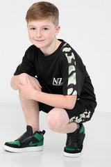 Kids A2Z Project Camo Print Panel Top & Shorts Set Sports Girls Boys Age 5-13