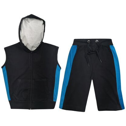 A2Z 4 Kids Girls Boys Hooded Zipper Top Shorts Set Sleeveless Summer Outfit