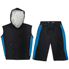 A2Z 4 Kids Girls Boys Hooded Zipper Top Shorts Set Sleeveless Summer Outfit