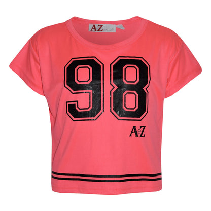 A2Z4Kids Girls Top Kids 98 Print Stylish Crop Top & Fashion Legging Set Age5-13Y