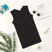 A2Z 4 Kids Kids Girls Ribbed Vest Top Designer's 100% Cotton Black Fashion Tank Tops T Shirts New Age 2 3 4 5 6 7 8 9 10 11 12 13 Years - A2Z 4 Kids