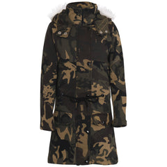 A2Z 4 Kids Camouflage Green Parka Jacket Faux Fur Hooded Coat Drawstring Waist Fashion Girls Age 5-13 Years